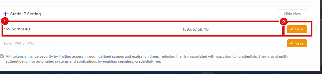 Paste the Static IP and save