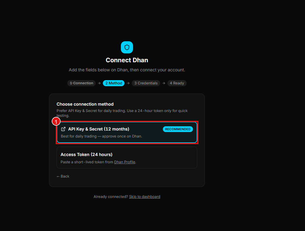 Choose connection method